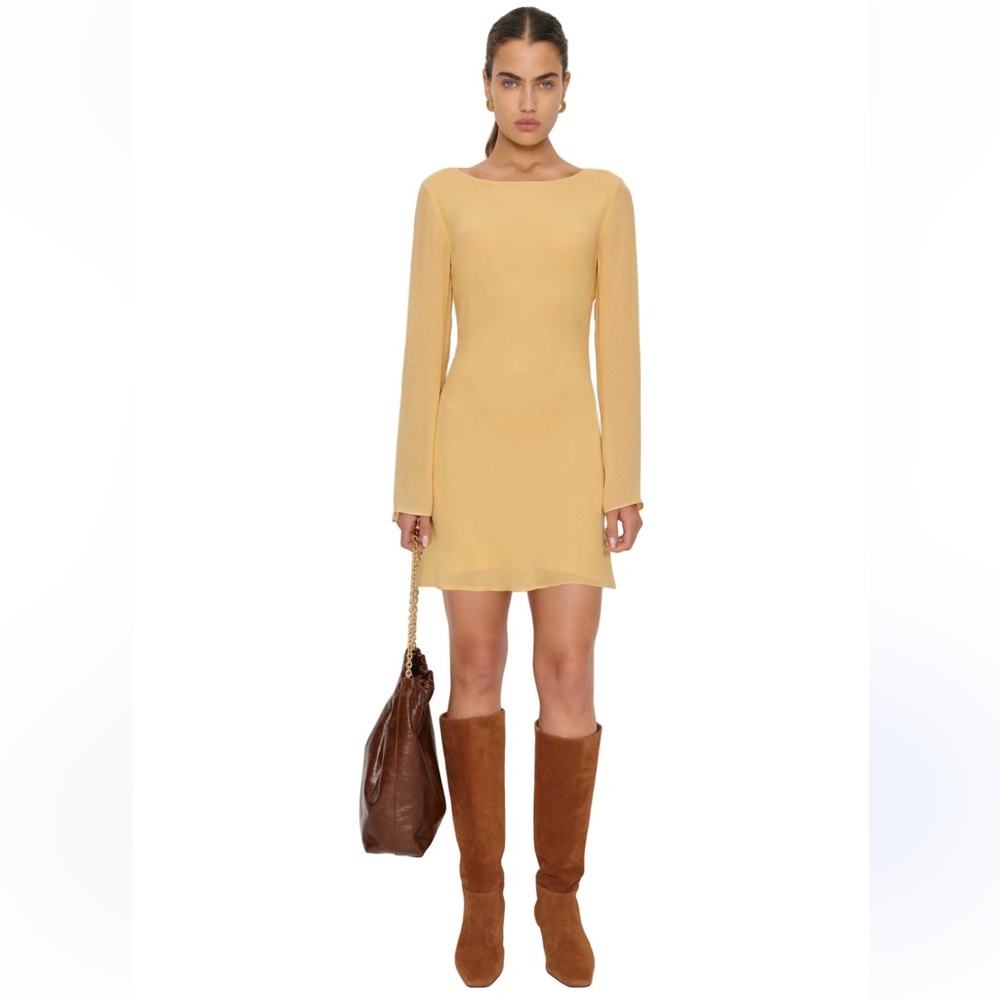 Reformation Esra Mini Dress in blonde/ yellow
